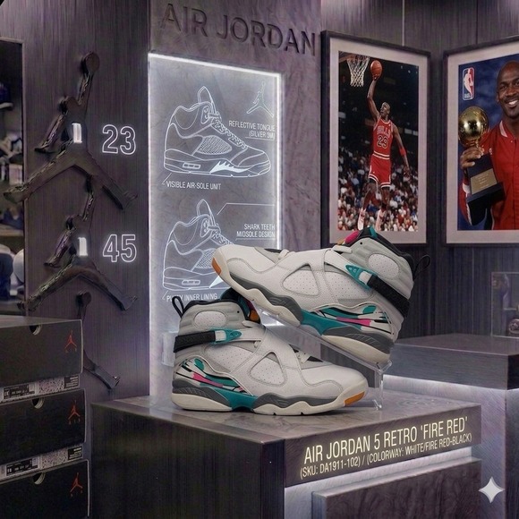 Jordan Other - Air Jordan 8 Retro GS South Beach White Turbo Green 305368-113 Size 6Y Women 7.5